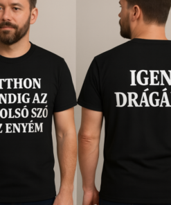 BIZTONSÁGI TÁSKA feliratos férfi póló, ideális reklámozáshoz és céges ajándékokhoz.