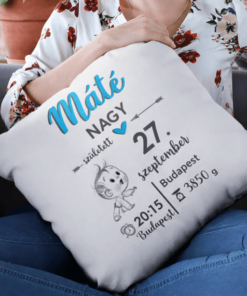 Vicces párna újszülöttnek születési adatokkal