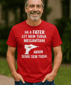 Vicces póló a fater mindent megjavít egyedi névvel