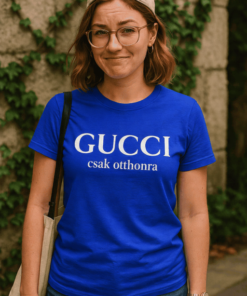 Gumiból készült Gucci feliratú póló, otthoni viselet, divatos és kényelmes viselet nőknek.