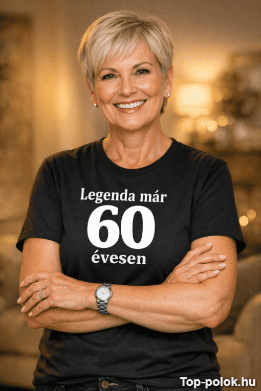 Magas minőségű, boldog nő portréja, aki 60 évesen is aktív és stílusos.