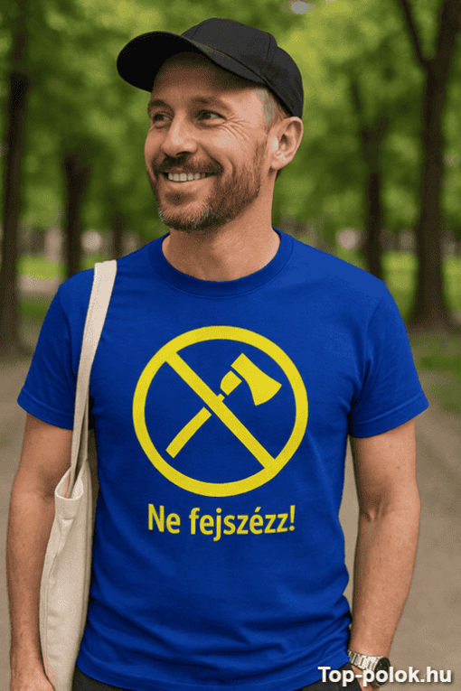 Környezetbarát, újrahasznosított anyagból készült póló, figyelemfelkeltő felirattal.