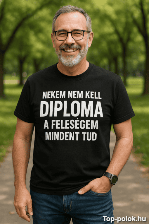 Biztonsági figyelmeztetés a diplomáról, humoros férfi póló.