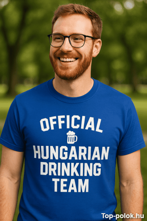 Felső minőségű magyar sörivó csapat póló, ideális ajándék sörkedvelőknek.
