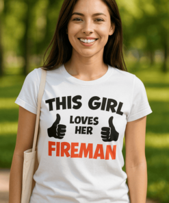 Vicces póló this girl loves her fireman