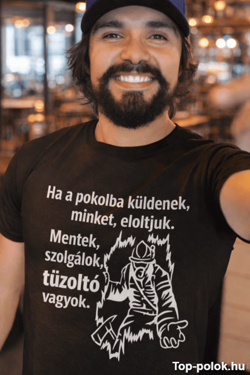 Vicces póló tűzoltó a pokolban