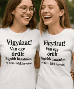 Vicces póló vigyázat őrült legjobb barátnőm