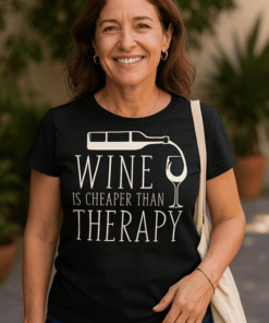 Vicces póló wine is cheaper than therapy