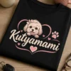 Kutyamami feliratos női póló finom mancs és szív motívummal, blush pink és krém stílusban